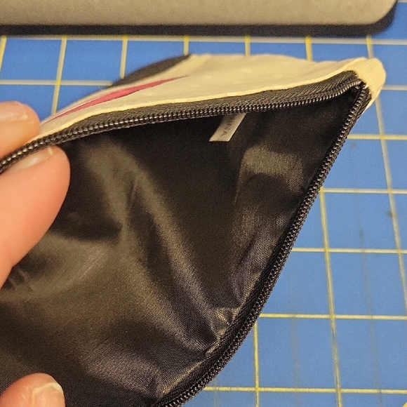 Lip Mouth Black & Cream Polkla Dot Design Pouch 7" x  5" - Picture 3 of 3